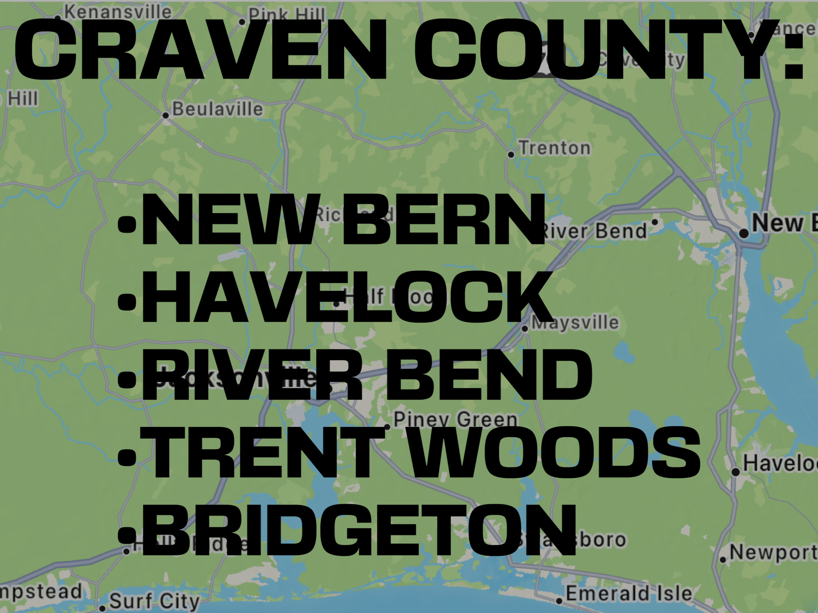 Carolina EartHWerx serves craven county North Carolina which consists of new Bern, havelock, river bend, Trent woods, and Bridgeton.